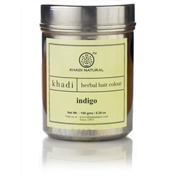Краска для волос травяная Индиго, 150 г, производитель Кхади; Indigo Herbal Hair Colour, 150 g, Khadi